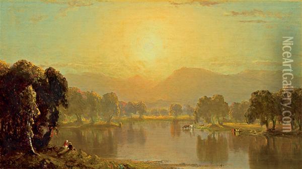 Bend In The Juniata River Oil Painting - Sanford Robinson Gifford