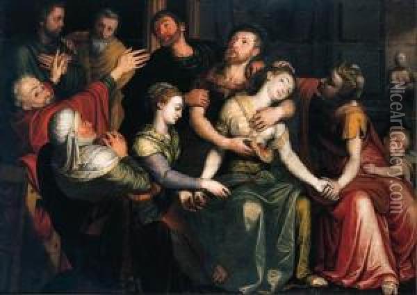 The Death Of Lucretia Oil Painting - Frans I Vriendt (Frans Floris)