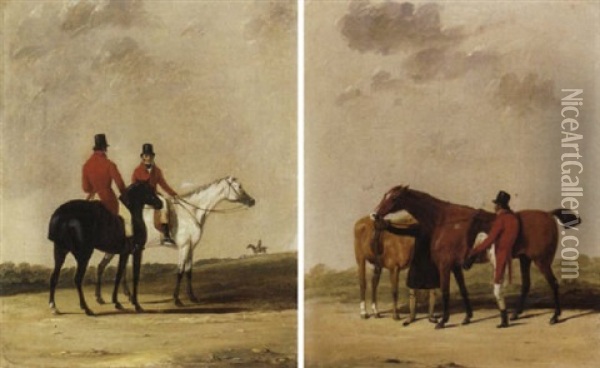 Gentlemen Out Hunting Oil Painting - Abraham Cooper