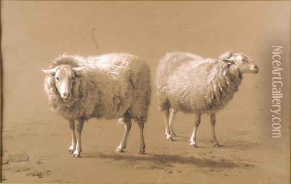 Les Moutons Oil Painting - Eugene Joseph Verboeckhoven