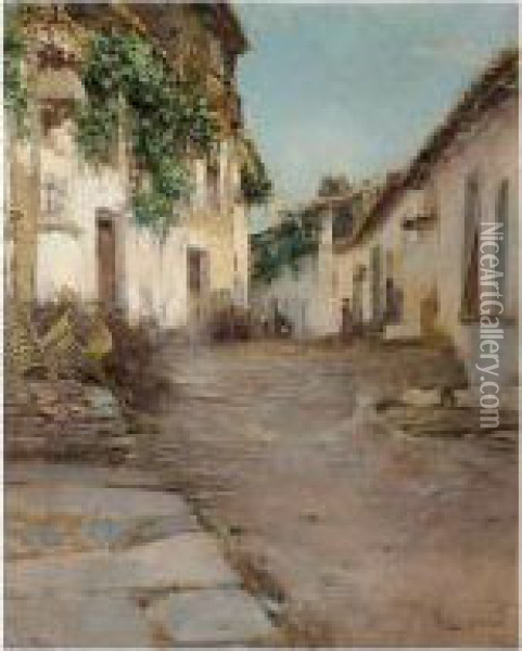 Paisaje Urbano (village Scene) Oil Painting - Joan Roig Soler