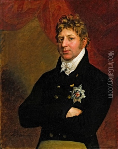 Portrat Eines Herrn Mit Hosenbandorden (adolph Friedrich Herzog Von Cambridge, Vizekonig Von Hannover?) Oil Painting - George Dawe
