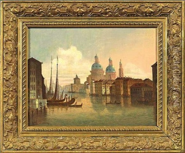 Venezianische Idealvedute Oil Painting - Johann Wilhelm Jankowski