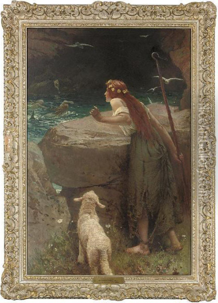 The Shepherdess Oil Painting - Edward Frederick Brewtnall