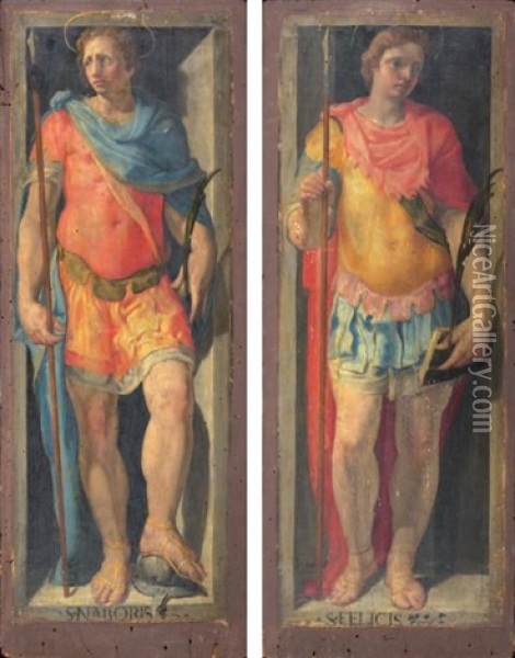 Saint Narobis Et Saint Felicien (pair) Oil Painting - Pellegrino Tibaldi