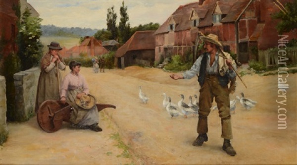 Returning Farm Worker Oil Painting - Percy Robert Craft