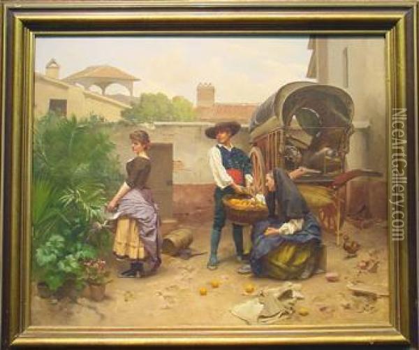 The Orange Seller Oil Painting - Jules Worms