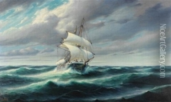 Dampfwalfangschiff Im Nordlichen Eismeer Oil Painting - Christopher Rave