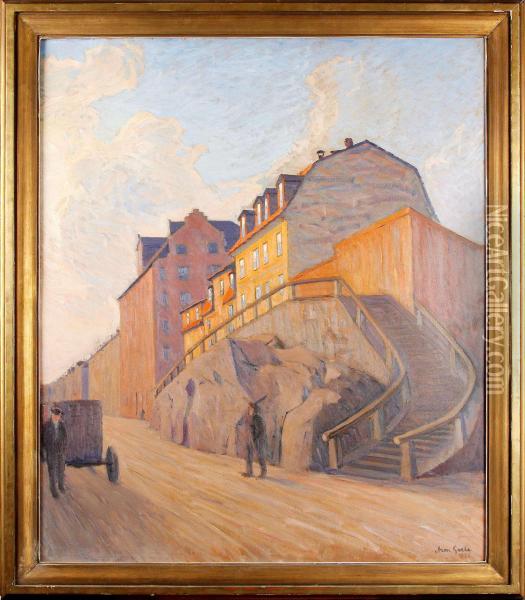 Kocksgatan -stockholm Oil Painting - Aron Gerle
