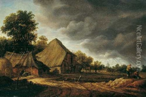 Landschaft Mit Bauerngehoft Oil Painting - Pieter Symonsz Potter