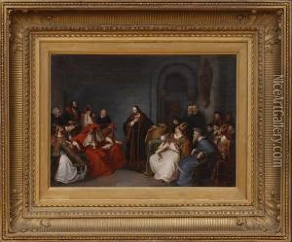 The Trial Of Jan Huss Oil Painting - Carl Friedrich Lessing