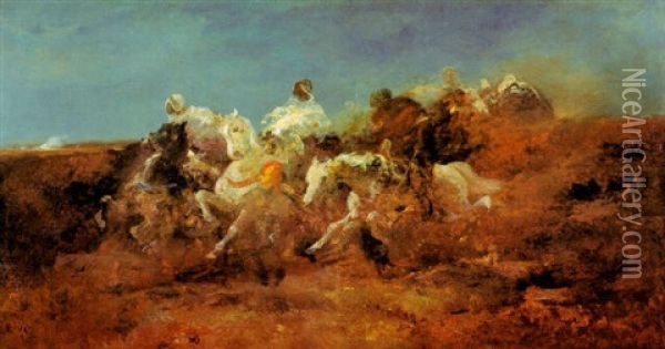 Galoppierende Araber Oil Painting - Adolf Schreyer