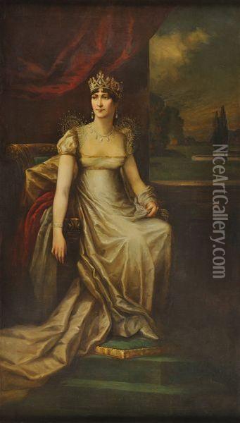 Portrait De Sa Majeste L'imperatrice Josephine Portant Sa Grandeparure De Diamants Oil Painting - Jean-Baptiste Regnault