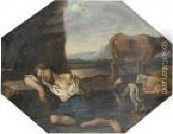 The Sleeping Shepherd Oil Painting - Karel Dujardin