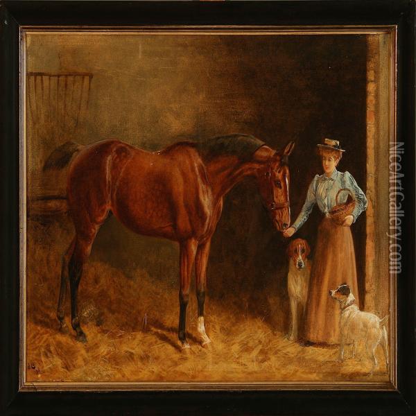 Feeding The Horse Oil Painting - John Charlton
