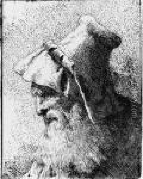Profile Of An Old Man With A Beard, From Raccolta Di Teste Oil Painting - Giovanni Domenico Tiepolo