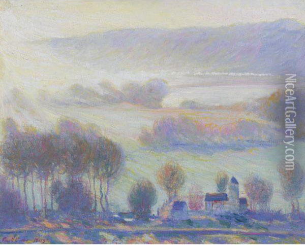 Valley At Giverny, The Old Mill Oil Painting - Theodore Butler