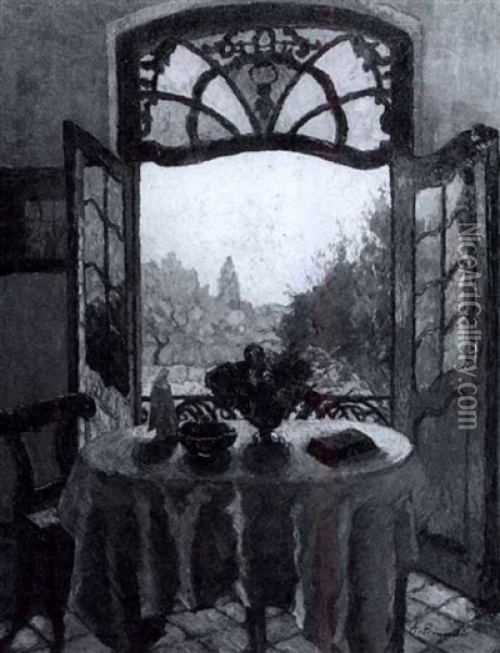 View Through An Open Window Oil Painting - August Von Brandis