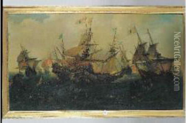 Bataille Navale Oil Painting - Andries Van Eertvelt