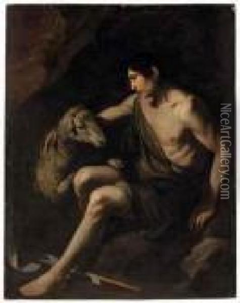 Saint John The Baptist With A Lamb Oil Painting - Michelangelo Merisi Da Caravaggio