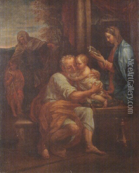 The Holy Family With Saints Elizabeth And John The Baptist Oil Painting - Carlo Maratta