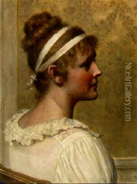 Portrait Of A Lady Oil Painting - Edmund Blair Leighton