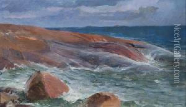 Cliffs In Hanko Oil Painting - Venny Soldan-Brofelt