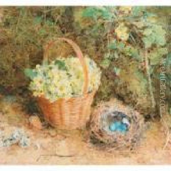 Primroses Oil Painting - William Henry Hunt