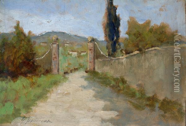 Viale Oil Painting - Gino Tommasi