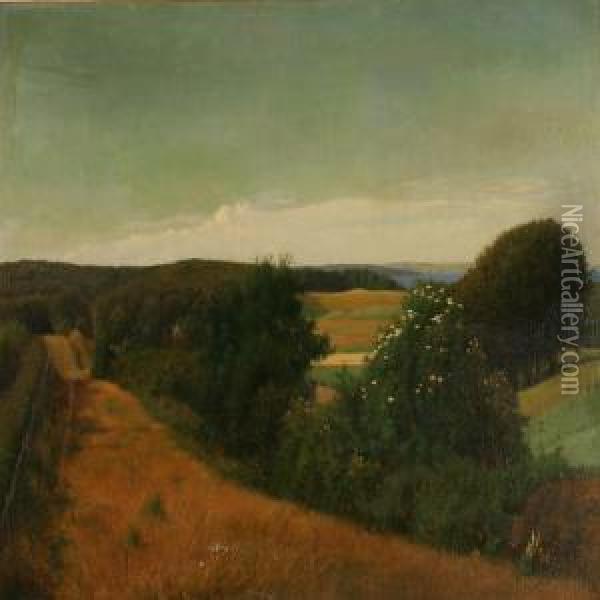 Fiord Scene Oil Painting - Julius Hans Henrik Petersen