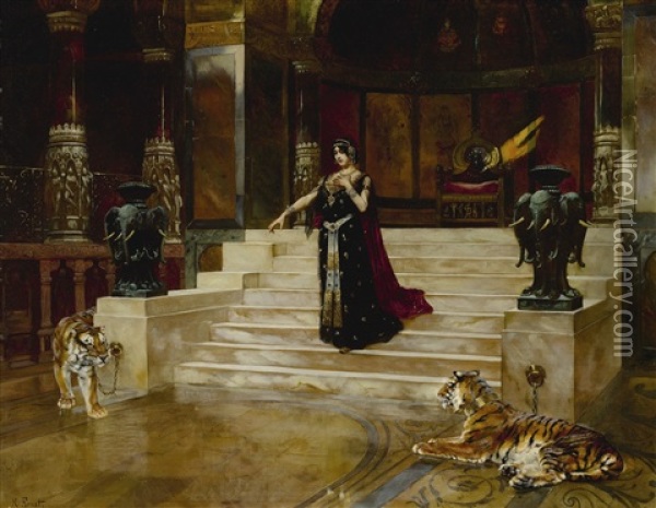 Salome And The Tigers Oil Painting - Rudolf Ernst