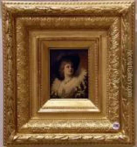 Damenportrait In Historischemkostum Oil Painting - Anton Ebert