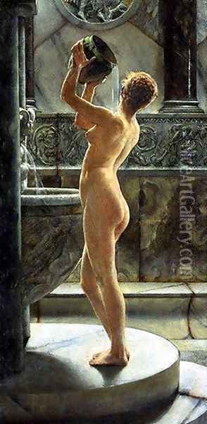 The Bath Oil Painting - John Reinhard Weguelin