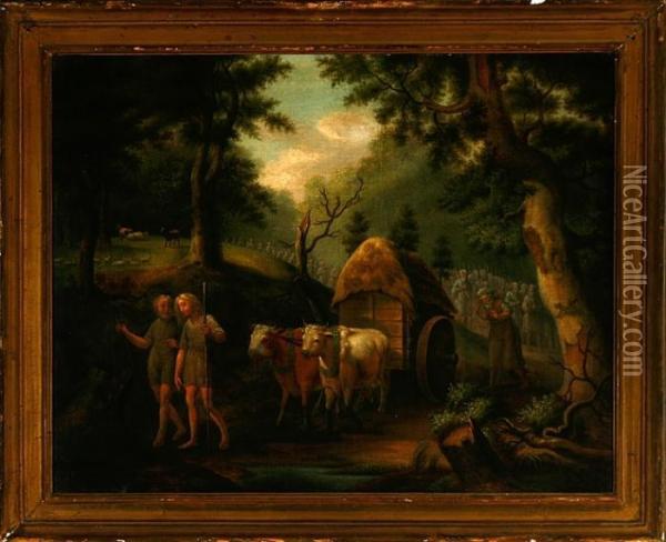 A Scene From Prehistoric Denmark Oil Painting - Christian August Lorentzen