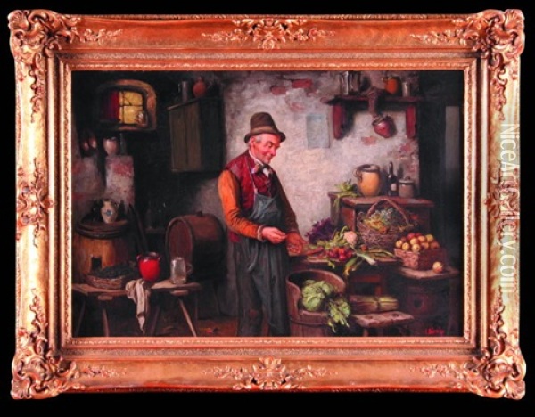 Sprzedawca Warzyw Oil Painting - Carl Ostersetzer