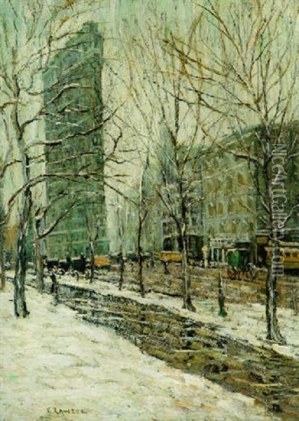 The Flatiron Building Oil Painting - Ernest Lawson