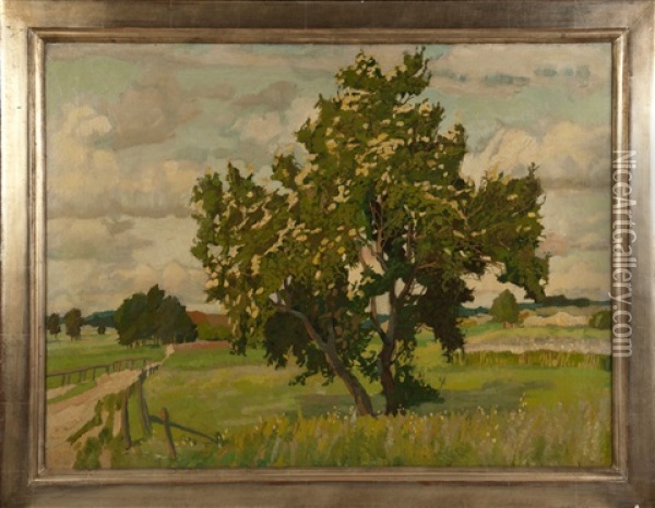 Landschaft Mit Bluhendem Baum Oil Painting - Richard Ferdinand Schmitz