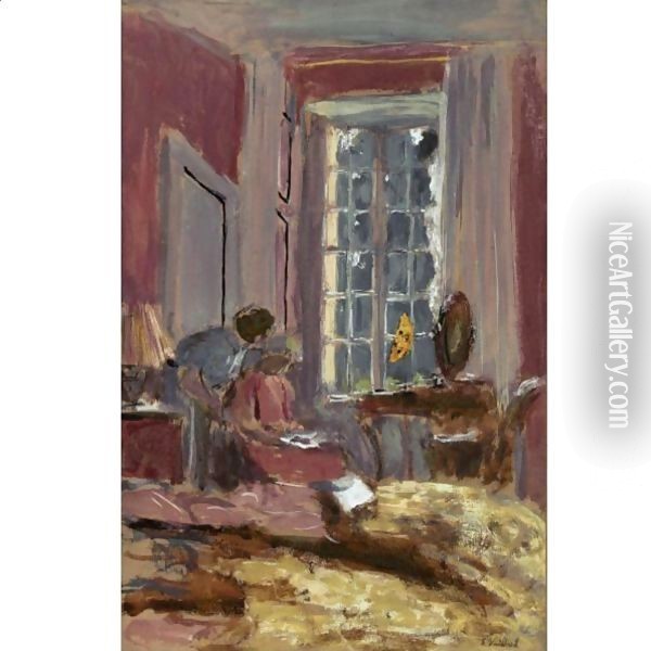 Madame Hessel Dans Sa Chambre Des Clayes Oil Painting - Jean-Edouard Vuillard
