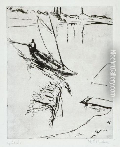 Segelboot Auf Dem Wasser - Elbuberfahrt Oil Painting - Ernst Ludwig Kirchner