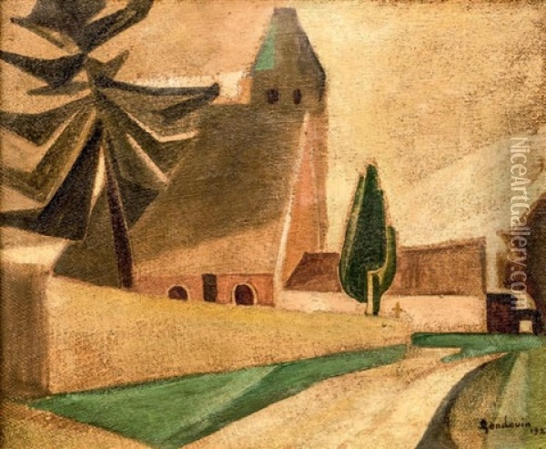 Paysage Cubisant, 1921 Oil Painting - Emmanuel Gondouin
