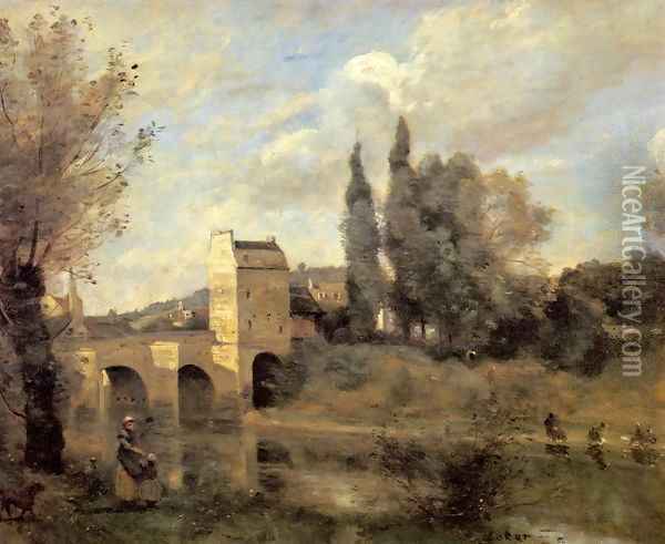 The Bridge at Mantes 2 Oil Painting - Jean-Baptiste-Camille Corot