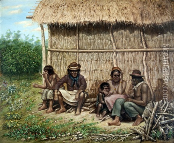Indios Paraguayos Oil Painting - Bernabe Demaria