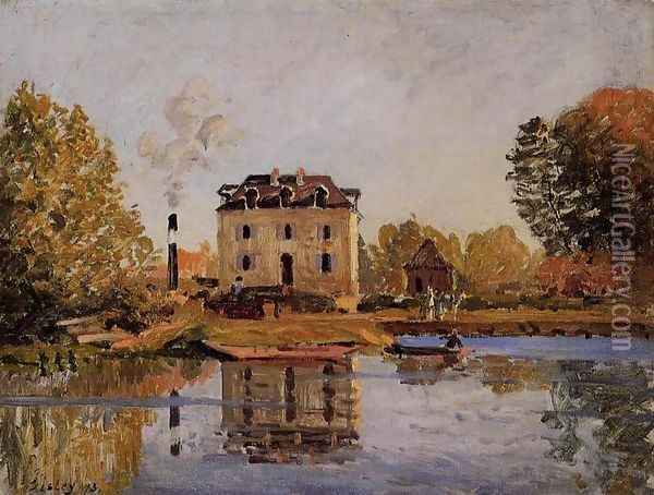 Factory in the Flood, Bougival Oil Painting - Alfred Sisley
