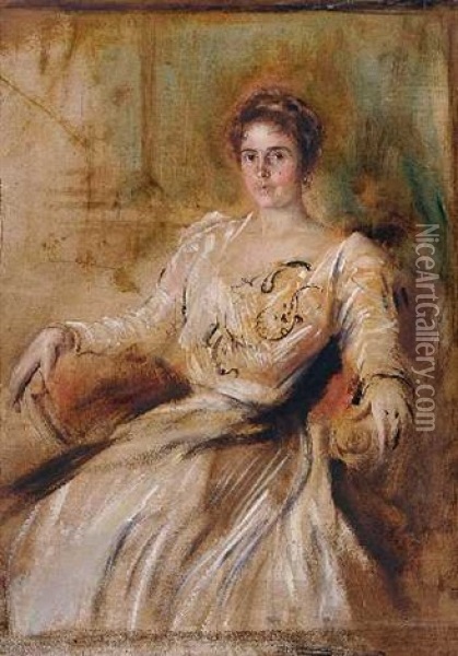 Damenportrait Frau Rosner Oil Painting - Franz Seraph von Lenbach