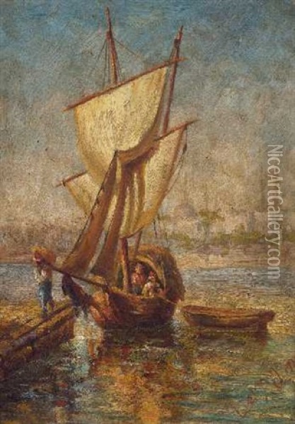 Segelboot Vor Istanbul Oil Painting - Leonardo De Mango