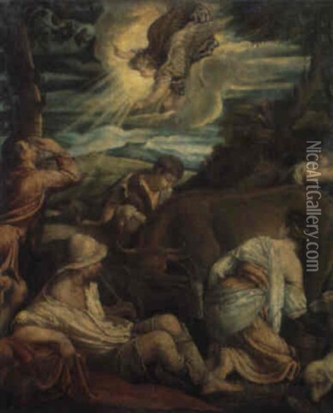 L'annuncio Ai Pastori Oil Painting - Jacopo dal Ponte Bassano