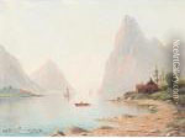 Fjord Landscapes Oil Painting - Nils Hans Christiansen