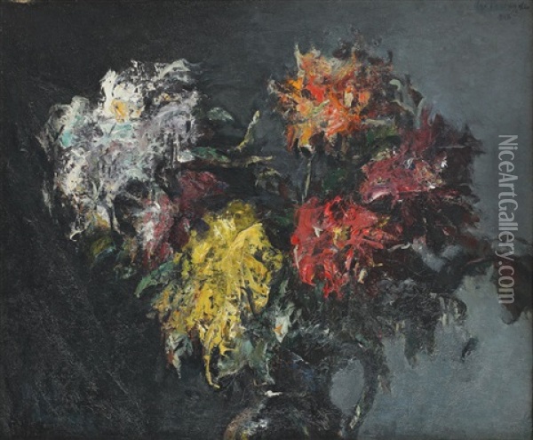 Chrysanthemums Oil Painting - Gheorghe Petrascu