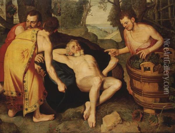 L'ivresse De Noe Oil Painting - Frans I Vriendt (Frans Floris)