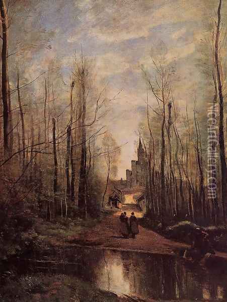The Church at Marissel, 1866 Oil Painting - Jean-Baptiste-Camille Corot